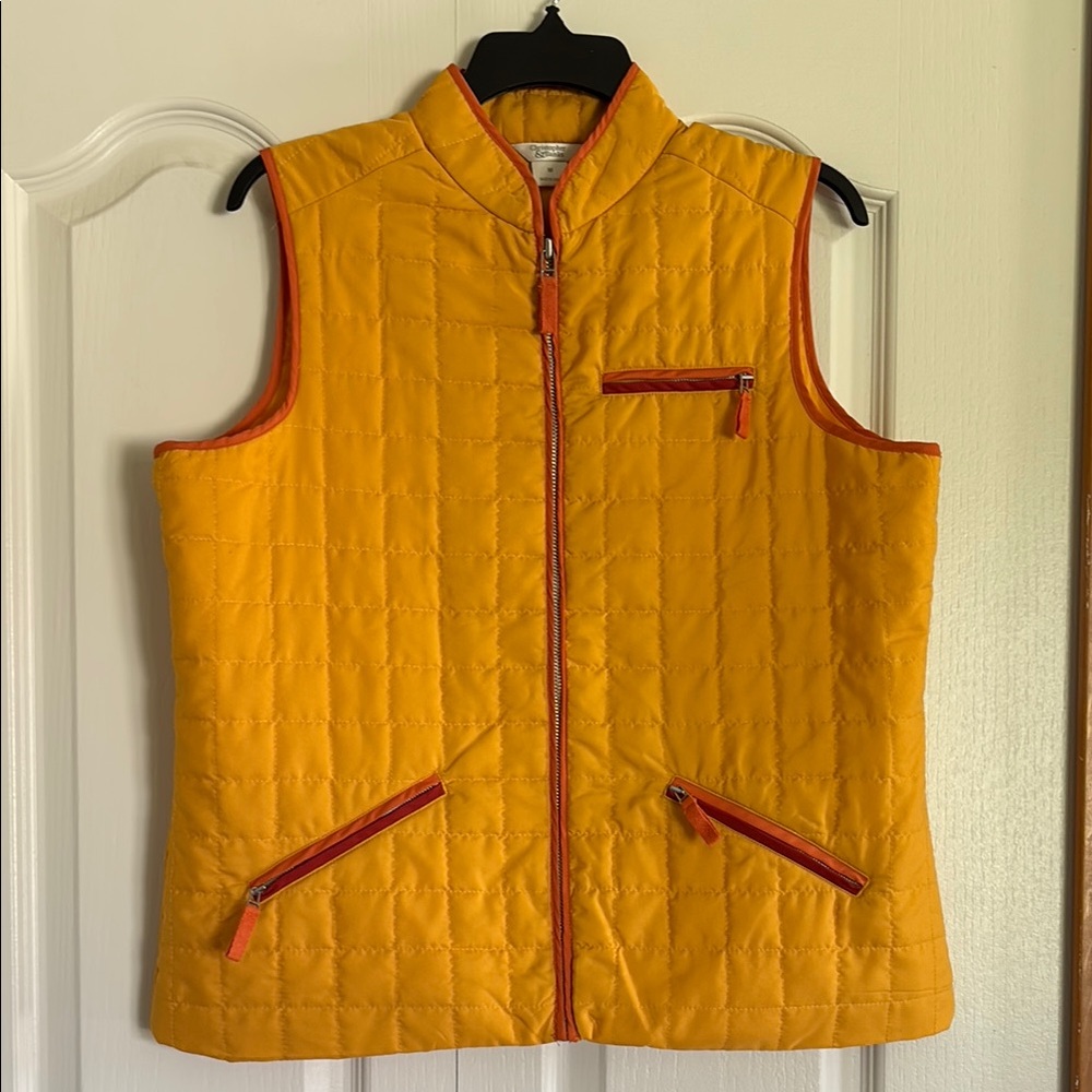 Christopher & Banks Yellow Quilted Vest with Orange Highlights